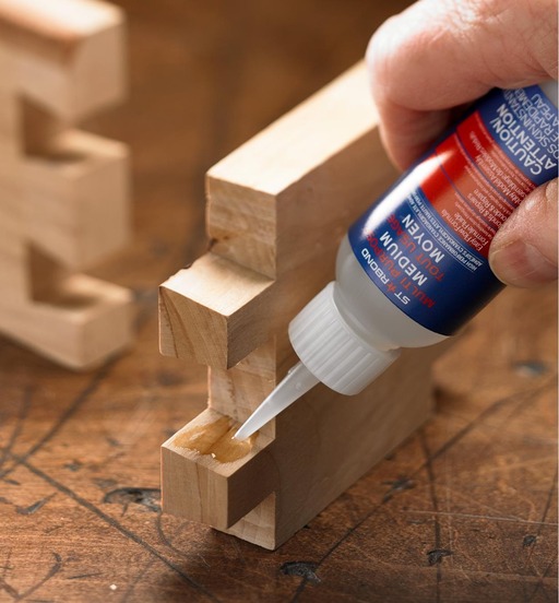 A photo of glue and blocks.